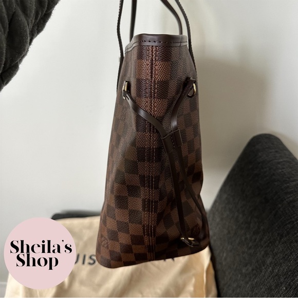 NWT Authentic Louis Vuitton 2022 Neverfull MM Damier Ebene Cherry with Pouch - Picture 5 of 16